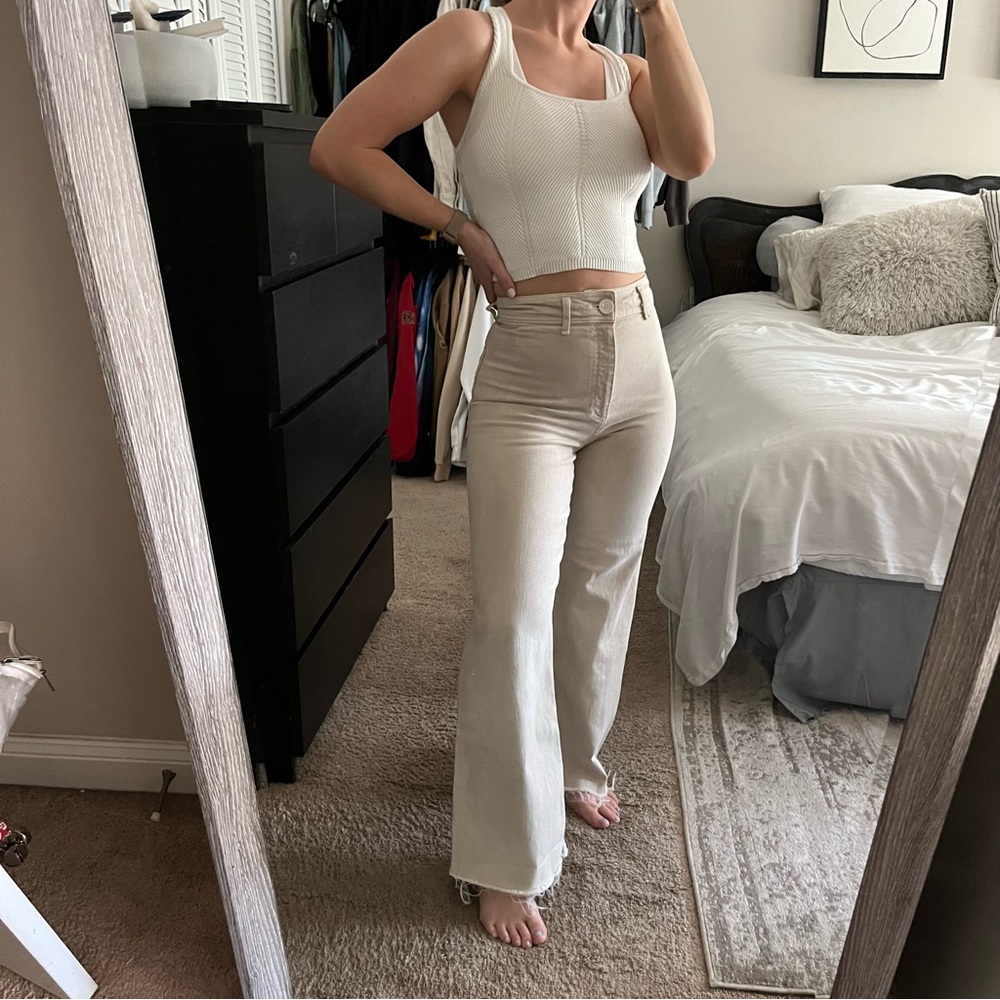 Zara Khaki Wide Leg Jeans